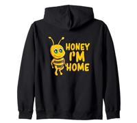 Bee Honey I´m Home Quote Husband Wife Cute Honeybee Zip Hoodie