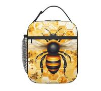 (Bee Honey) Lunch Tote Durable Lunch Box Reusable Cool Bags for Picnics School Work