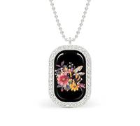 Bee Honeybee Flowers Boho Funny Pendant Necklace for Women Personalized Fashion Jewelry Diamond Necklaces for Wedding Birthday Gold Silver