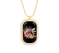 Bee Honeybee Flowers Boho Funny Pendant Necklace for Women Personalized Fashion Jewelry Diamond Necklaces for Wedding Birthday Gold Silver
