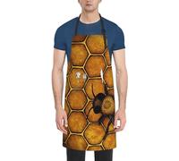 Bee Honeybee Print Kitchen Apron With Pockets Versatile Adjustable Chef Bbq Grilling Smock For Adults