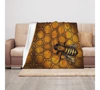 Bee Honeybee Print Soft Cozy Throw Blankets Lightweight Warm Anti-Pilling Flannel Blanket Travel Gift