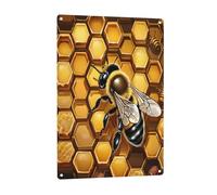 Bee Honeybee -Print Vertical Aluminum Sign 8x12 Inch, Rustproof Indoor Outdoor Wall Art For Home, Bar, Office, Hotel Décor.