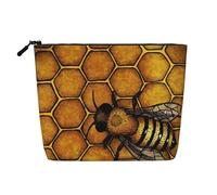 Bee Honeybee Printed Make up Bag for Women Makeup Bags Zipper Travel Cosmetic Bags Pouch Organizer