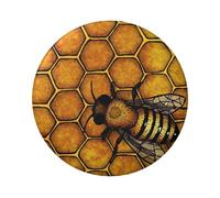 Bee Honeybee Round Badge - Durable Tin Plate Design With Full Front Print, Perfect For Custom Gifts And Apparel Decoration