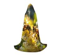 Bee Honeybee3 Print Hooded Robe Adult Wizard Robes Monk Priest Cloak Halloween Cosplay Knight Hood Cape, Black, S