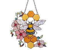 Bee Honeycomb Honey Hanging Honeycomb Wall Hanging Suncatcher Stained Glass Indoor Outdoor Hanging Art Ornament For Yard Garden Ornament Decorative Beads for Bowls