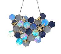 Bee Honeycomb Honey Hanging Honeycomb Wall Hanging Suncatcher Stained Glass Indoor Outdoor Hanging Art Ornament For Yard Garden Ornament Decorative Beads for Bowls