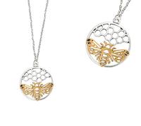 Bee Honeycomb Necklace Wasp Honey Comb Insect Chain Gift Honeybee Nature Hexagon Bee's Silver Gold Bumblebee Pollination Cute Jewellery