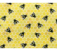 Bee & Honeycomb Print Design On Honey Background - Fabric Craft Material 110 cm 100% Cotton Poplin -130 GSM - Per Metre (CP0837))