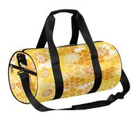 Bee Honeycombs Flower Sports Gym Bag Duffel Bags Workout Lightweight Shoulder Weekender Bag Travel Duffel Bag for Men Women(Yellow), Bee Honeycombs Flower, 17.6(L) x 9(W) x 9(H) inch