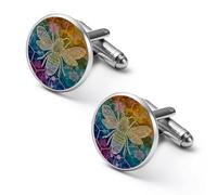 Bee Honeycombs Flowers Tie-Dye Mens Cufflinks For Shirt Alloy Cuff Links Business Wedding Groom