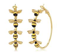 Bee Hoop Earrings Honey Bee Large Gold Hoop Earrings Stud Fun Cute Animal Jewelry for Women Spring Summer Holiday Party Gift, L, Metal, No Gemstone