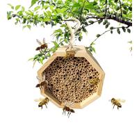 Bee Hotel - Wooden Pollinator House, Nesting Box For Gardens | Habitat Wild Bees, Ladybugs, And Butterflies, Backyard Shelter Supporting Natural Pollination, Sustainable Home Outdoor Landscapin