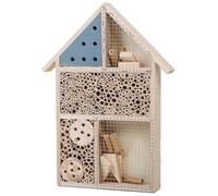 Bee House 10x14x2in Natural Wooden Visible Garden Bee Hotel with Diverse Rooms Sturdy DIY Decorative Butterfly House for Ladybirds, Lacewings, Dragonflies, Hotel
