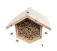 Bee House, Bee House Native Bees Hive Hexagon, Hexagonal Wooden Beehive With Tubes, Handmade Natural Wooden Bees Hive For Yards Porches Lawn Outdoor Indoor Courtyards Balconies Terraces Fences