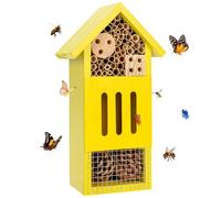 Bee House Bug Hotel & Butterfly House, Handcrafted Wooden Ladybug House, Natural Insect Habitat for Garden, Patio, or Yard, Durable Pine Wood, Attracts Pollinators, 10.4 x 5.5 x 3.2 Inches