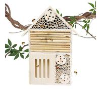 Bee House, Garden Bee House, Natural Wood Bee Box and Butterfly Hotel, Robust and , Stylish Garden Decoration, Attracts Peaceful Bee Pollinators, Schmett