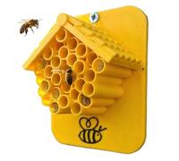 Bee House, Small Nest Bee Hotel for Pollinators Garden and Backyard Habitat, Natural Wooden Beekeeping Shelter for Outdoor Farm Park Orchard Landscape Decoration and Eco Gardening Use