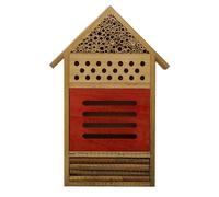 Bee House - Wooden Outdoor Shelter, Weatherproof Nest | Natural Lonely Bee Habitat, Eco Friendly Pollinator Hotel with Hanging Hook for Gardens, Wall