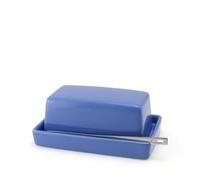 Bee House Zero Japan Ceramic Butter Dish with Lid and Knife for Countertop or Refrigerator - Butter Mold Microwave Safe, Lead-Free, Durable & Stylish Holder - Blueberry