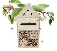 Bee Houses for the Garden, Bee House, Empty, Natural Wood Bee Box, Robust and Garden Decoration, for Ladybirds, Pollinating and Garden Productivity