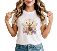 Bee Hummingbird Butterflies Watercolor Animals Womens Graphic T-Shirt Floral Nature Tee Extra Large White