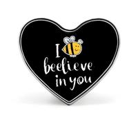 Bee I Believe in You Badge Pin Brooch Heart Shape Button Aluminum Decor for Backpacks Hats