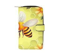 Bee in Flower Credit Card Wallet Rfid Blocking Slim Bifold Genuine Leather Minimalist Front Pocket Wallets Keychain Wallet for Men And Women, style, 19.7x11x3.5cm