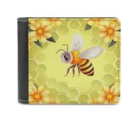 Bee in Flower Leather Wallet Bifold Wallet for Men Women Rfid Blocking Bifold, Extra Capacity Ultra Strong Stitching Slim Billfold with 8 Card Slots, style, One Size