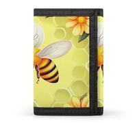 Bee in Flower Triple Fold Wallet,Slim Wallet Personalized Engraved Rfid Blocking Wallet for Men And Women, style, One Size
