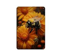 Bee in Sunflowers Wall Art Print Retro Poster Metal Tin Sign Chic Art Retro Iron Painting Bar People Cave Cafe Family Garage Poster Wall Decoration 8x12inch(20x30cm)