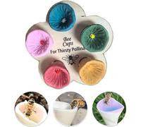 Bee Insect Drinking Cup 5 Colors Insect Drinking Cup Thirsty Pollinators Rainbow Bee Feeding Cup Colourful Drinking Cup for Garden Bee Hummingbird Feeder Insect Need Safe Places to Drink (1Piece)