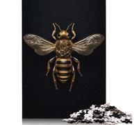 Bee Insect Gold Dark Puzzle Brain Teaser Premium Cardboard Jigsaw Puzzle for Kids And Adults Age 12 Years Up 1000pcs (26x38cm)