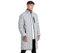 BEE INSPIRED Draper Athletic Longline Puffer Jacket, Light Grey, Double Pockets - Size S