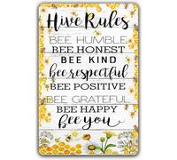 Bee-Inspired Kitchen Sign - Metal Plaque with Hive Rules - 8x12 Inch
