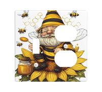Bee Inspired Light Switch Cover Plates/Outlet Covers, Yellow Honeycomb Design for Seasonal Home Decor, Thermoplastic Wall Plates, Standard Size Toggle Duplex