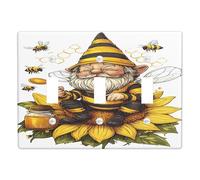 Bee Inspired Light Switch Cover Plates/Outlet Covers, Yellow Honeycomb Design for Seasonal Home Decor, Thermoplastic Wall Plates, Standard Size Triple Toggle