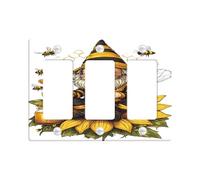Bee Inspired Light Switch Cover Plates/Outlet Covers, Yellow Honeycomb Design for Seasonal Home Decor, Thermoplastic Wall Plates, Standard Size 3 Gang Wall Plate