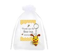 Bee Key Chain - Thank You Card Crochet Keychains Set,Decorative Cute Ornament, Festive Keyrings for Graduation Retirement Birthday