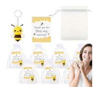 Bee Key Chain - Thank You Card Keychains Set - Decorative Festive Keyrings, Holiday Supplies for Employee Nurses Colleagues