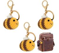 Bee Keychain 3 Pack, Cute Bumble Bee Keyring with Gold Tone Metal Chain, Yellow Bee Bag Charm for Women Girls, Bee Gifts for Friends, Bee Lovers, Bag Accessories Charm for Keys, Purse, Backpack