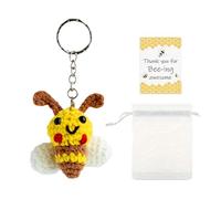 Bee Keychains Set | Thank You Card Crochet Keychains Set,Collectible Pendant, Holiday Supplies, Festive Keyrings for Backpack Car Home Decor
