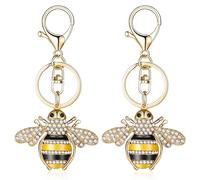 Bee Keyring - 2PCS Bee Gifts for Women, Keyrings for Women, Rhinestone Animal Key Chain, Sparkling Yellow Keychain,Crystal Keychain with Lobster Clasp,Inspirational Gifts for Girl Boys Best Friend