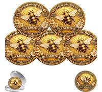 Bee Kind Bee Positive Challenge Coin, Inspirational Bee Grateful Commemorative Coin, Double Sided 3D Relief Metal Token, Motivational Gift for Women Men Teachers Friends (A-5PCS)