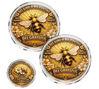 Bee Kind Bee Positive - Inspirational Bee Challenge Coin, Bee Themed Double Sided Inspirational Commemorative Coin with Kindness & Gratitude Message, Gratitude Positivity Reminder Token (2pcs)