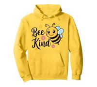 Bee Kind Cute Happy Bumblebee with Flowers and Sunshine Art Pullover Hoodie