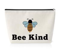 Bee Kind Makeup Bag Best Gift Idea for Bee Lovers Teen Girls Women Inspirational Gifts for Daughter Niece Christmas Birthday Gift for Mom Aunt Beekeeper Gardener Bee Kind Cosmetic Bag