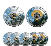 Bee Kind Positivity Commemorative Coin, Bee Sunflower Kind Positive Inspirational Challenge Coin, Bee Kind Coin,Appreciation Gift for Bees Lover Friends Family Self-Care (5Pcs)