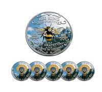Bee Kind Positivity Commemorative Coin, Double-Sided Inspirational Bee Token, Sunflower & Laurel Design, Unique Encouragement Gift for Women, Men & Friends for Daily Positivity (3PCS)